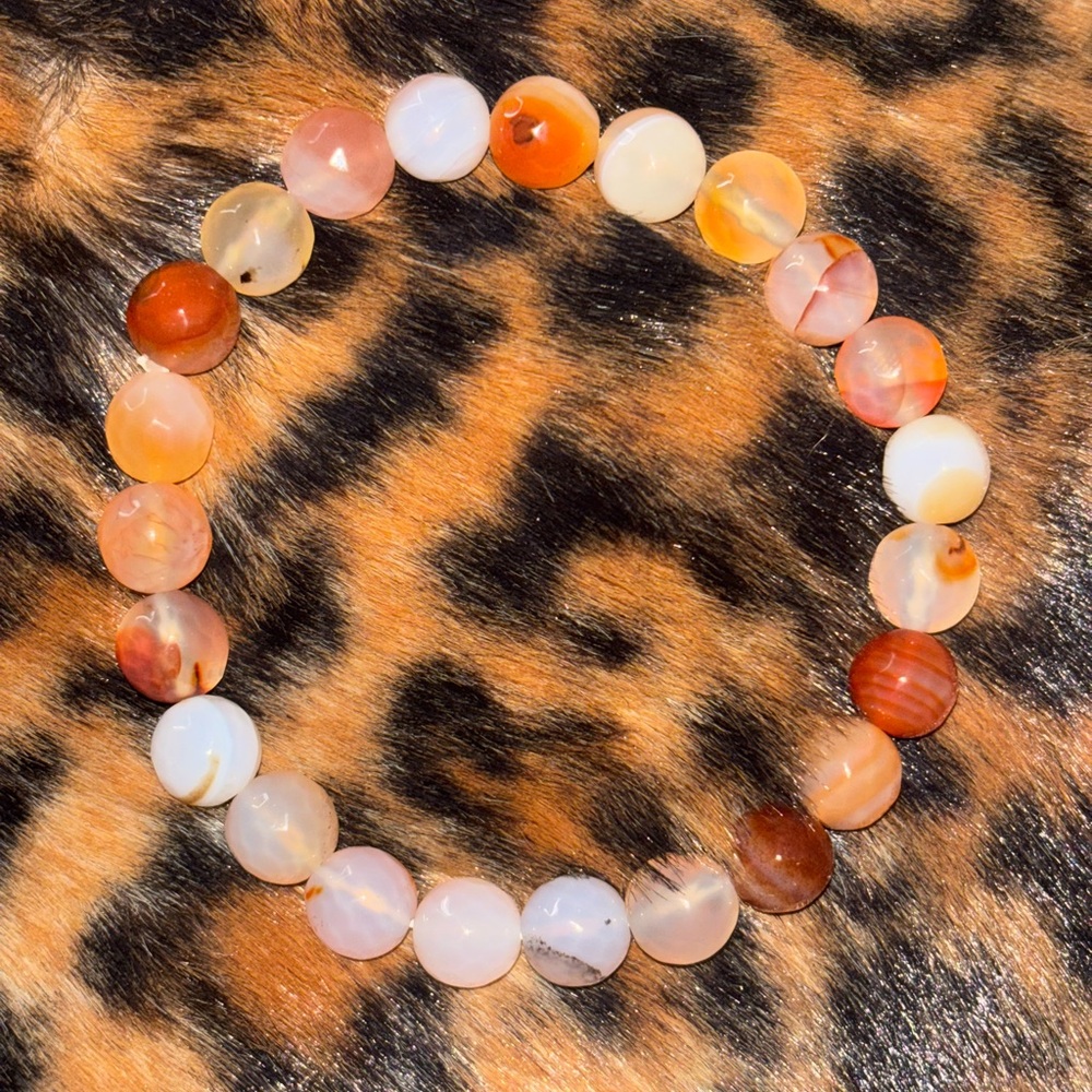Botswana Agate Carnelian Beaded Bracelet